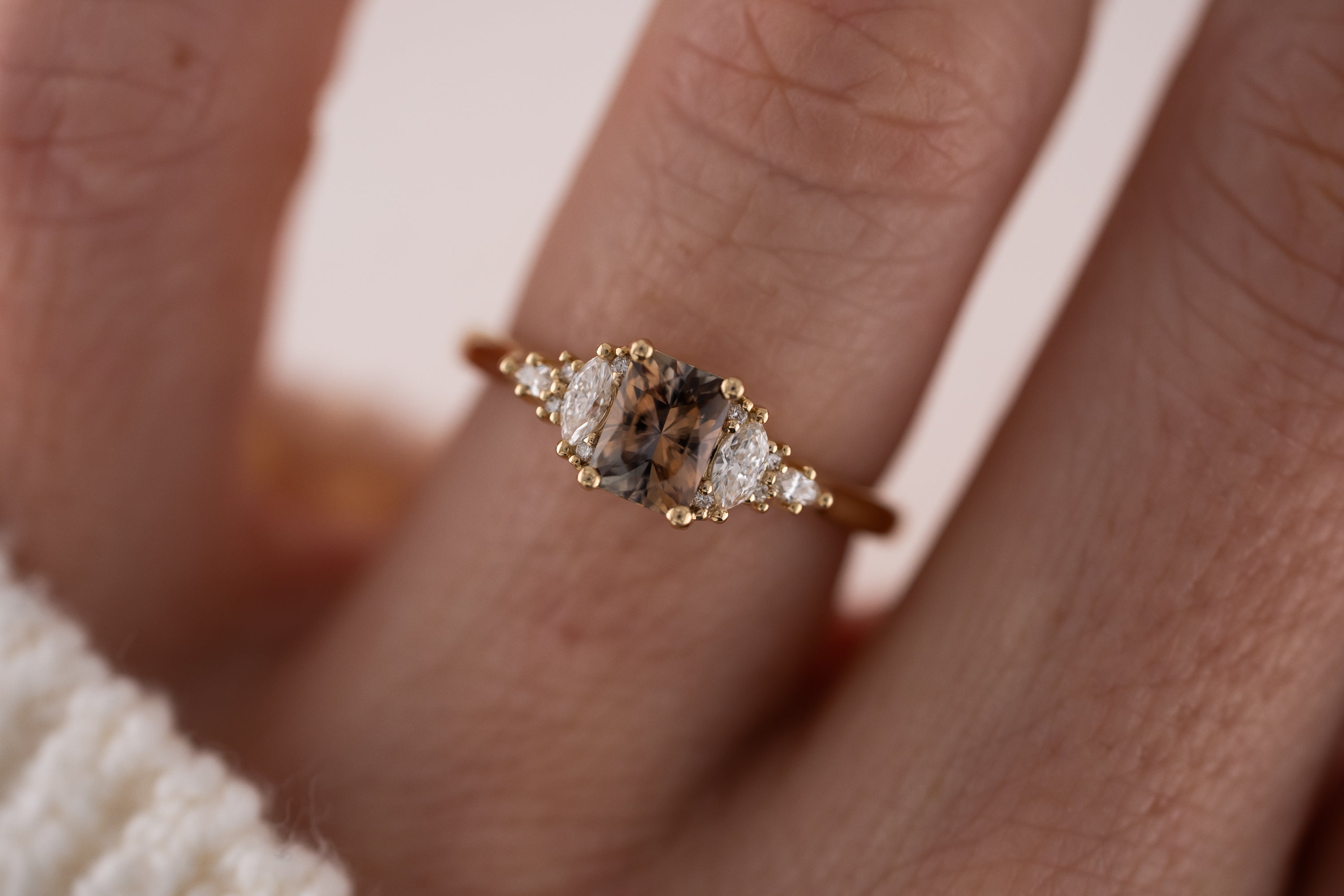 The Maeve Ring | 0.88 CT Radiant Parti Montana Sapphire - Lavender Creek Gems 