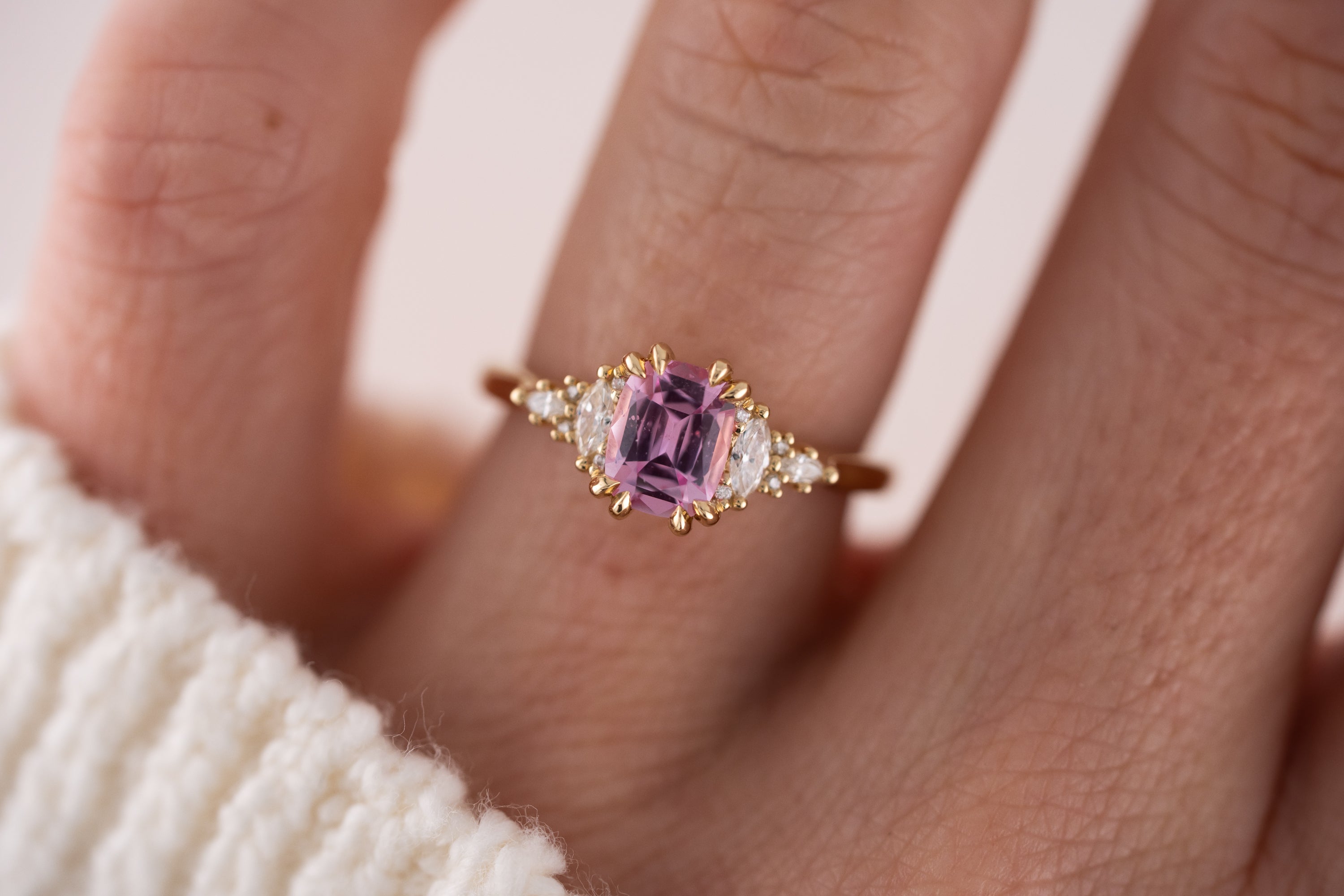 The Maeve Ring | 1.19 CT Cushion Pink Sapphire