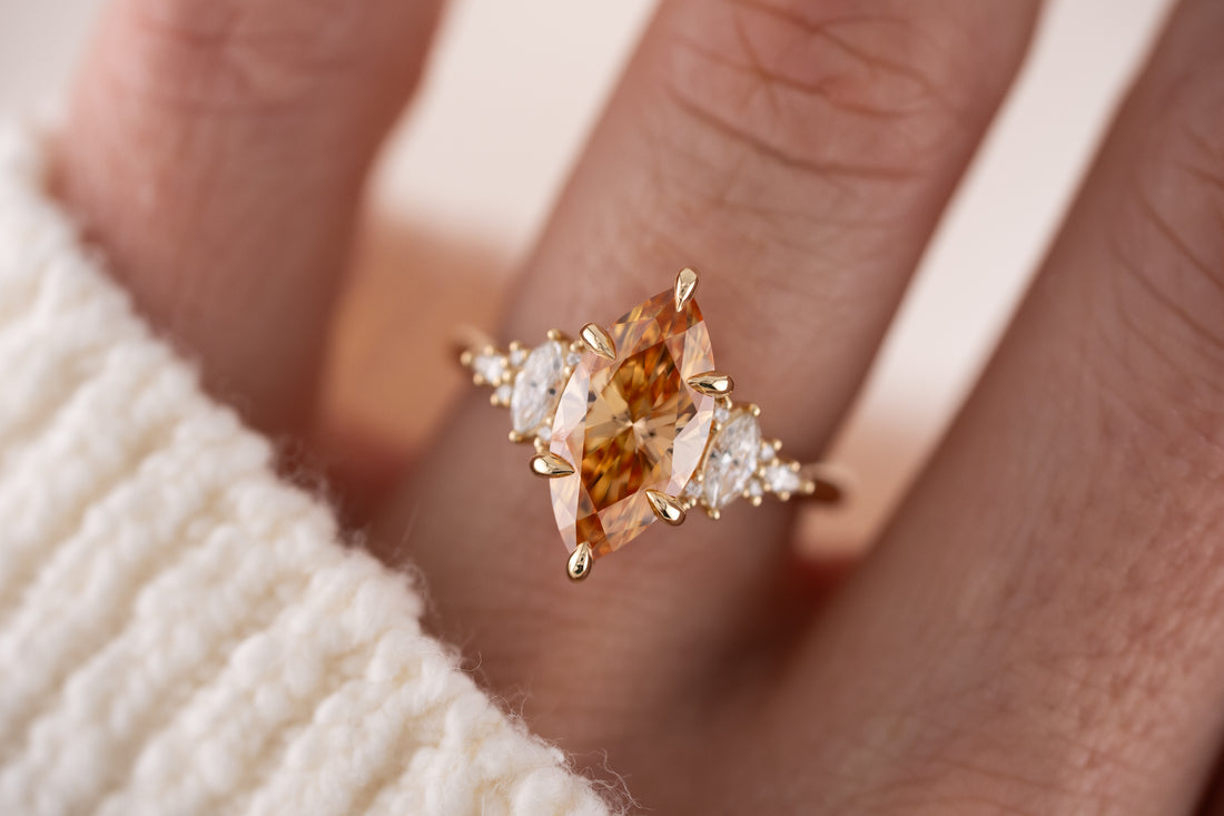 The Maeve Ring | 2.55 CT Marquise Orange Diamond