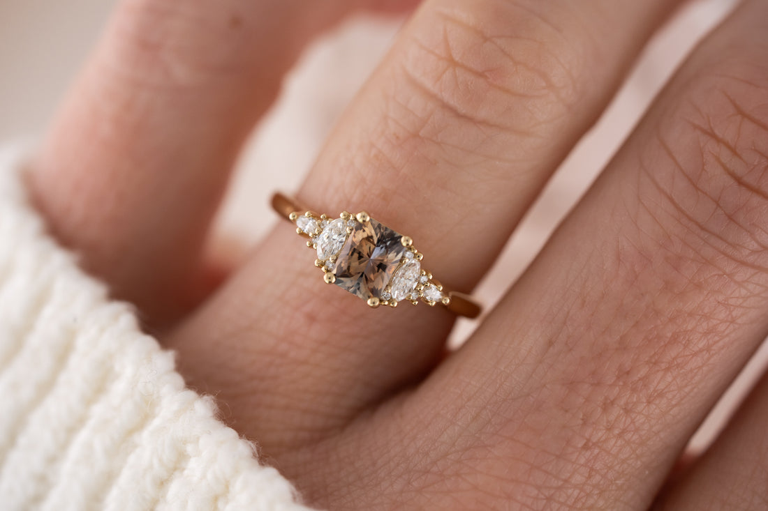 The Maeve Ring | 0.88 CT Radiant Parti Montana Sapphire - Lavender Creek Gems 