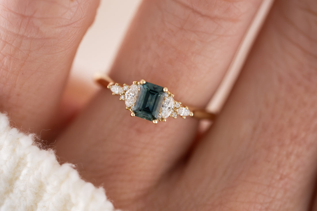 The Maeve Ring | 0.61 CT Emerald Cut Blue Montana Sapphire