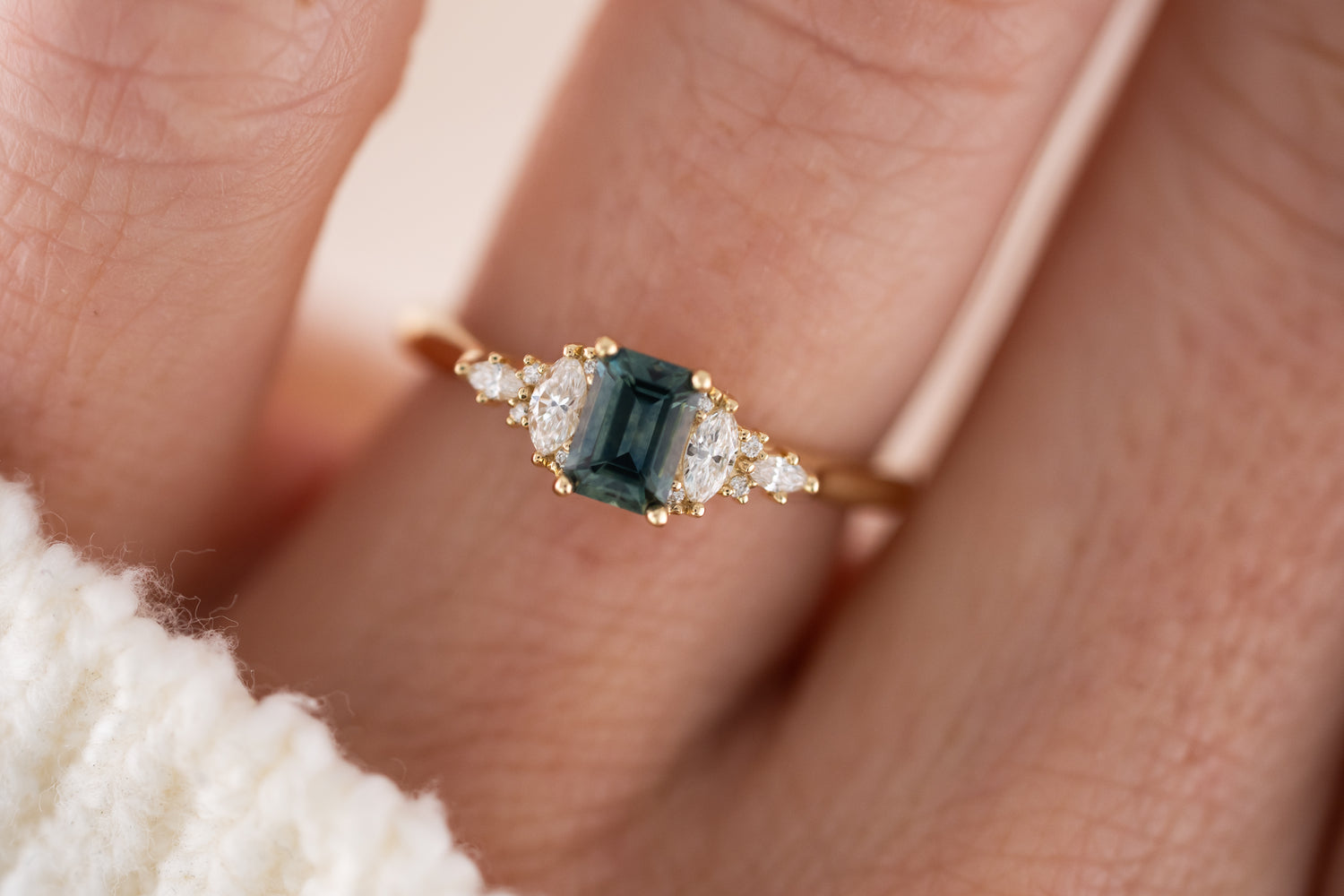 The Maeve Ring | 0.61 CT Emerald Cut Blue Montana Sapphire
