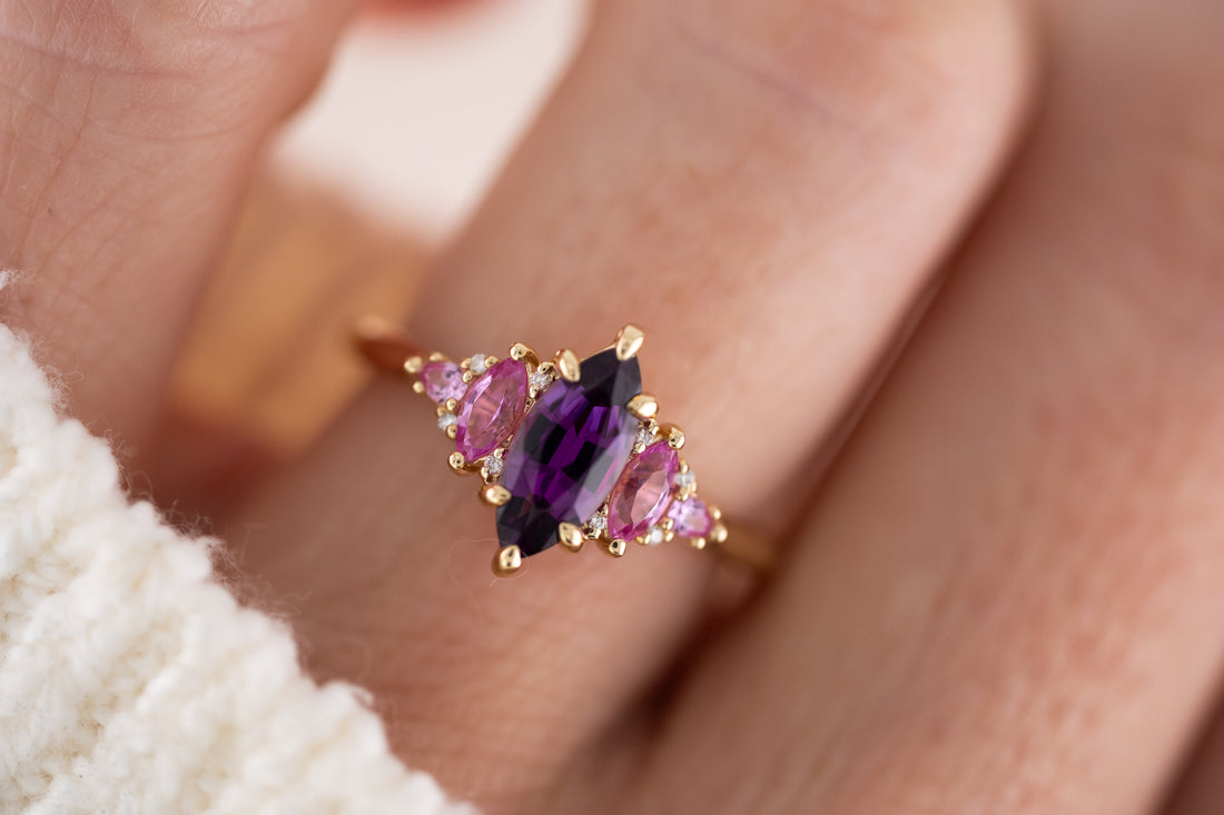 The Maeve Ring | 1.3 CT Marquise Cut Amaranth Garnet