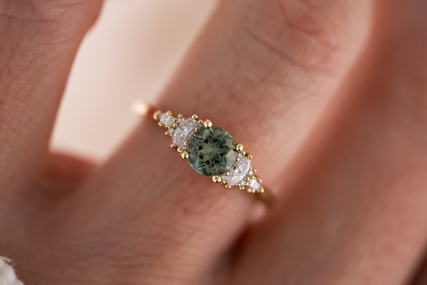 The Maeve Ring | 0.88 CT Round Teal Green Montana Sapphire
