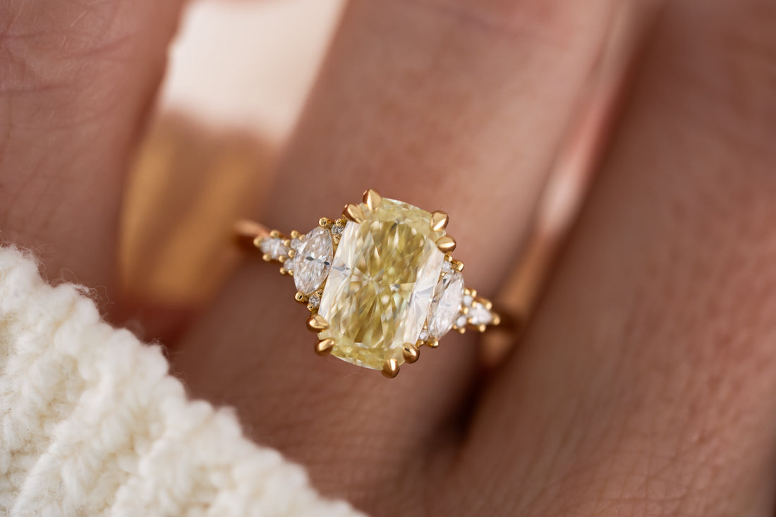 The Maeve Ring | 3 CT Elongated Cushion Yellow Diamond