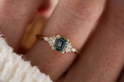 The Maeve Ring | 0.62 CT Emerald Cut Blue Montana Sapphire