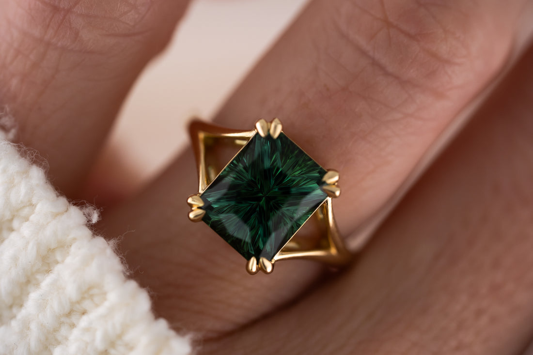 The Kismet Ring | 5.38 CT Rectangular Starbrite™ Teal Tourmaline
