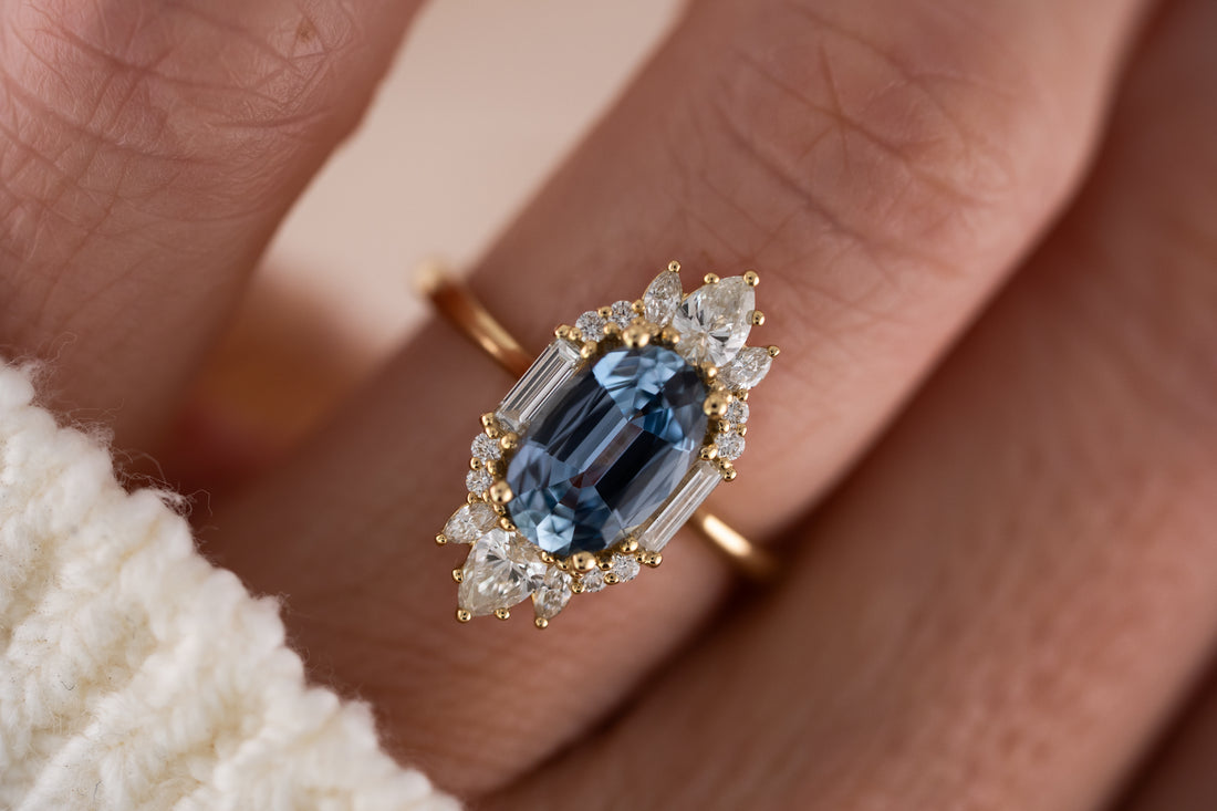 The Georgia Ring | 2.11 CT Oval Carolina Blue Sapphire