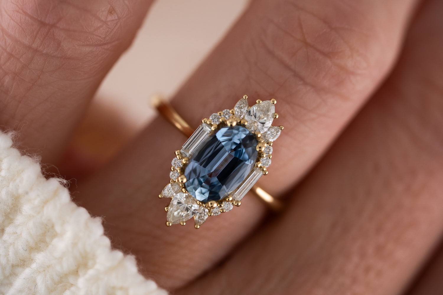 The Georgia Ring | 2.11 CT Oval Carolina Blue Sapphire