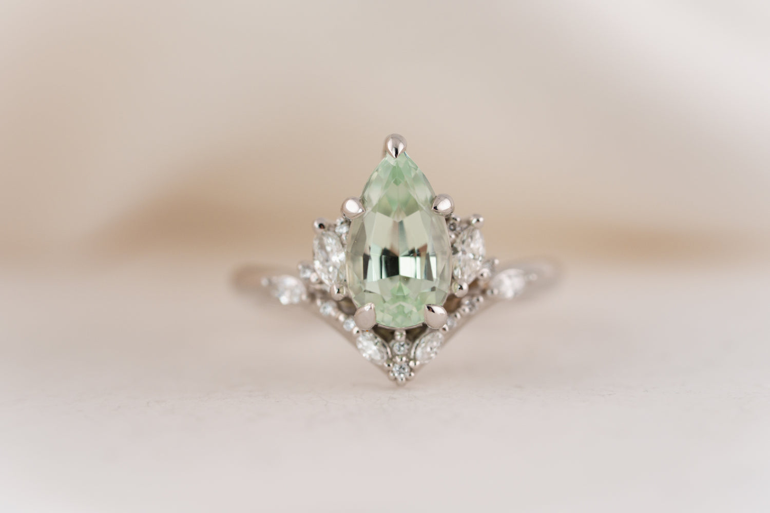 The Aurora Ring | 2.3 CT Pear Mint Blue Tourmaline - Lavender Creek Gems 