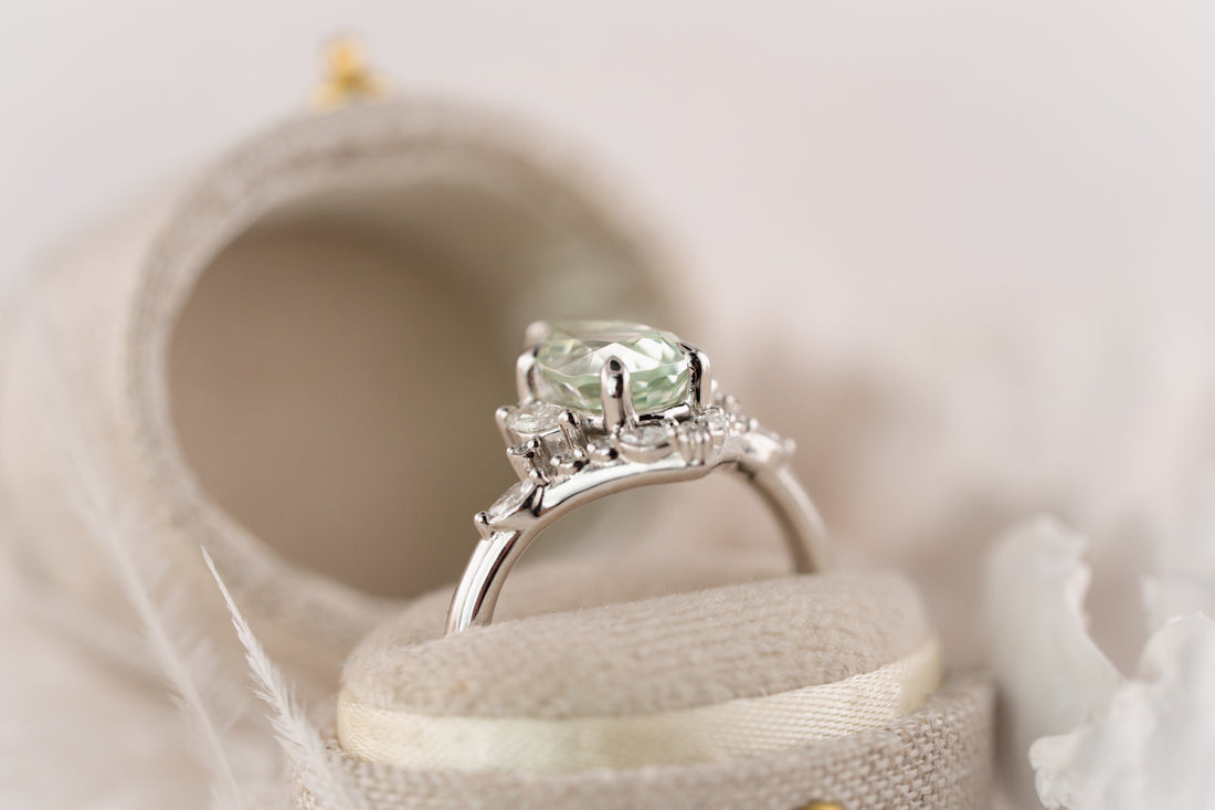The Aurora Ring | 2.3 CT Pear Mint Blue Tourmaline - Lavender Creek Gems 