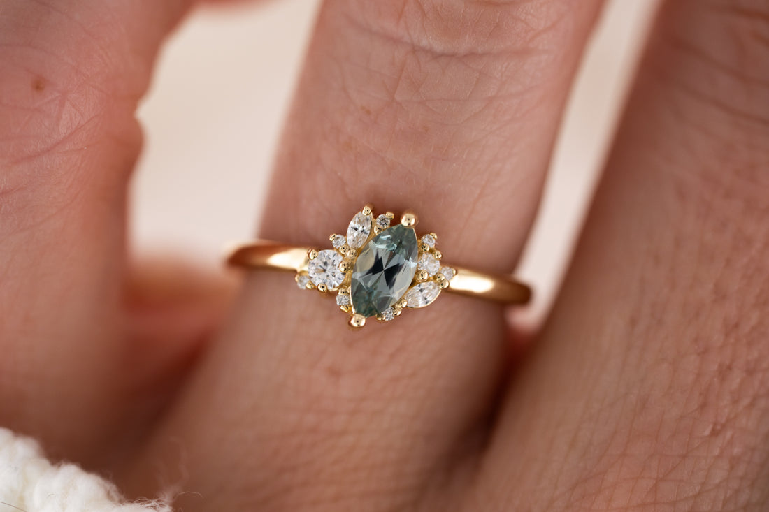 The Cosma Ring | 0.49 CT Marquise Montana Sapphire