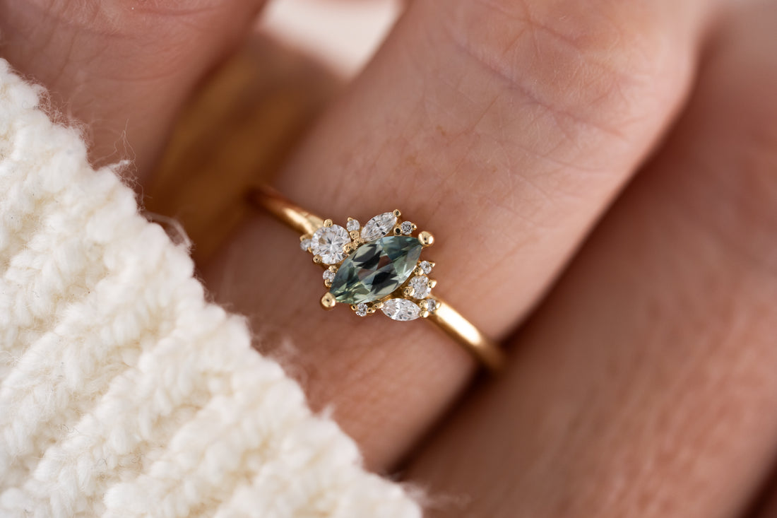 The Cosma Ring | 0.45 CT Marquise Montana Sapphire