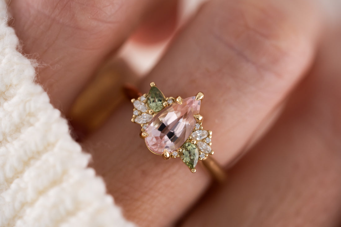 The Fleur Ring | 1.52 CT Pear Morganite