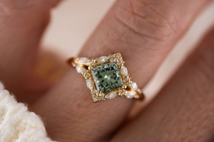 The Oracle Ring | 1.5 CT Princess Green Diamond