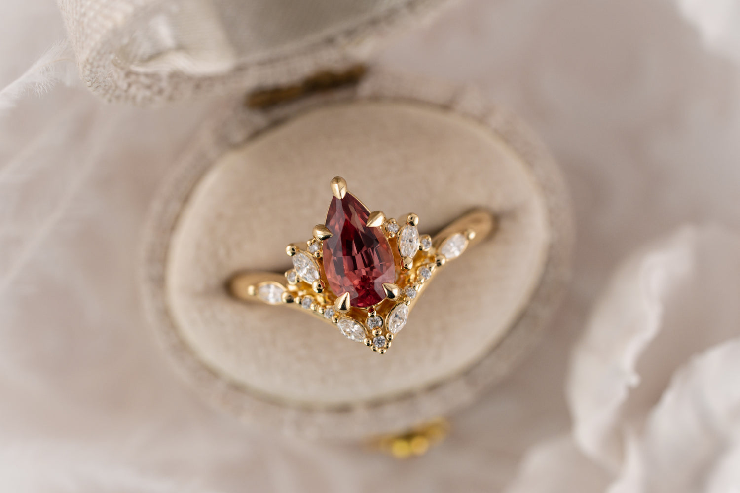 The Aurora Ring | 1.37 CT Pear Pink Spinel
