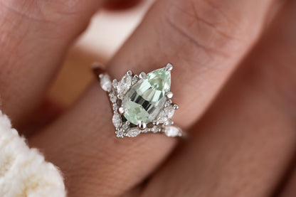 The Aurora Ring | 2.3 CT Pear Mint Blue Tourmaline - Lavender Creek Gems 