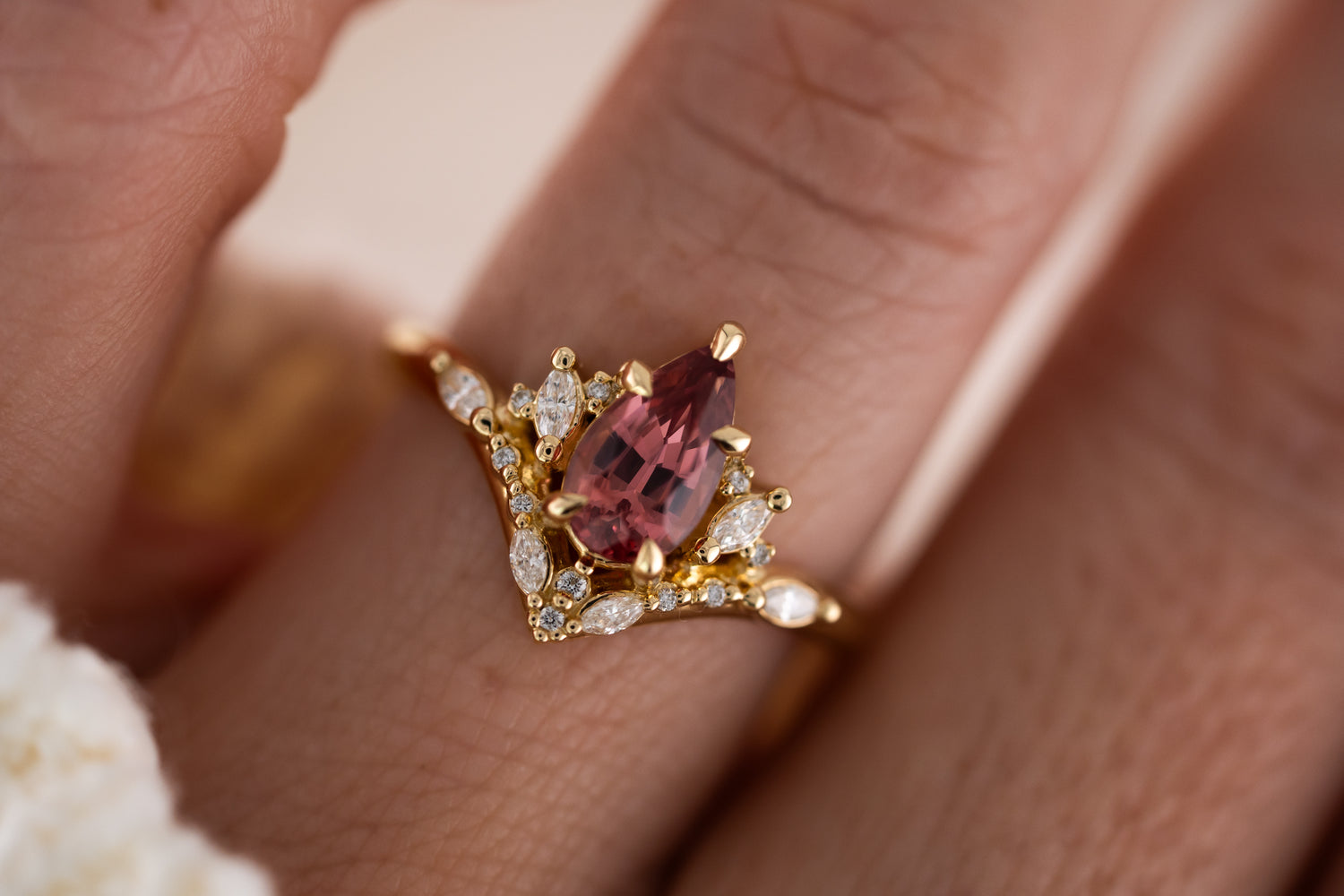 The Aurora Ring | 1.37 CT Pear Pink Spinel