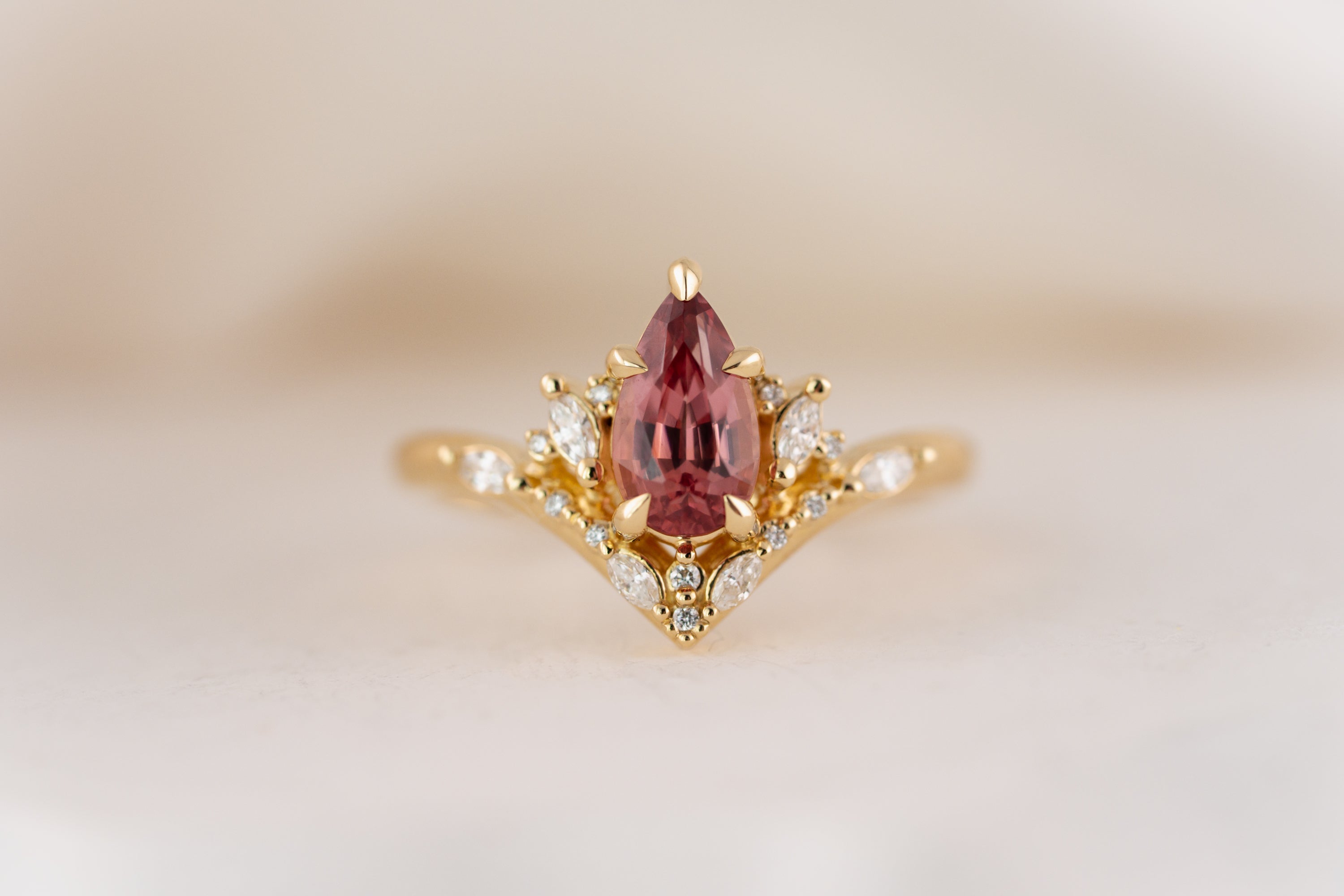 The Aurora Ring | 1.37 CT Pear Pink Spinel