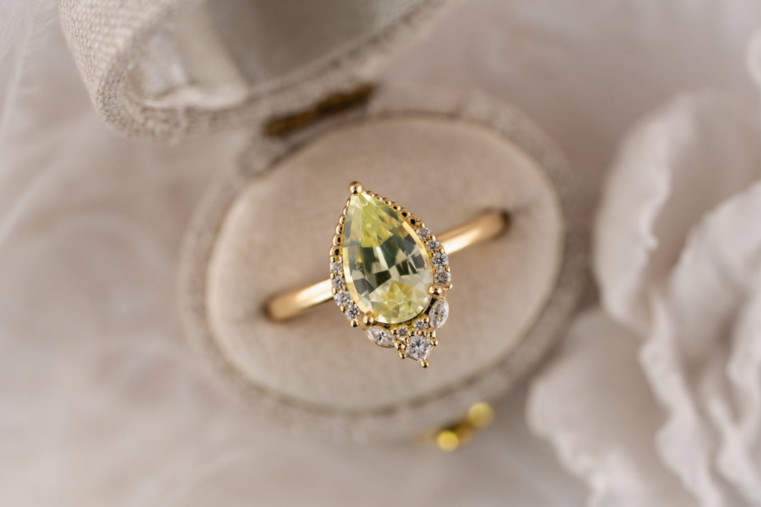 The Charlotte Ring | 2.56 CT Pear Yellow Chrysoberyl
