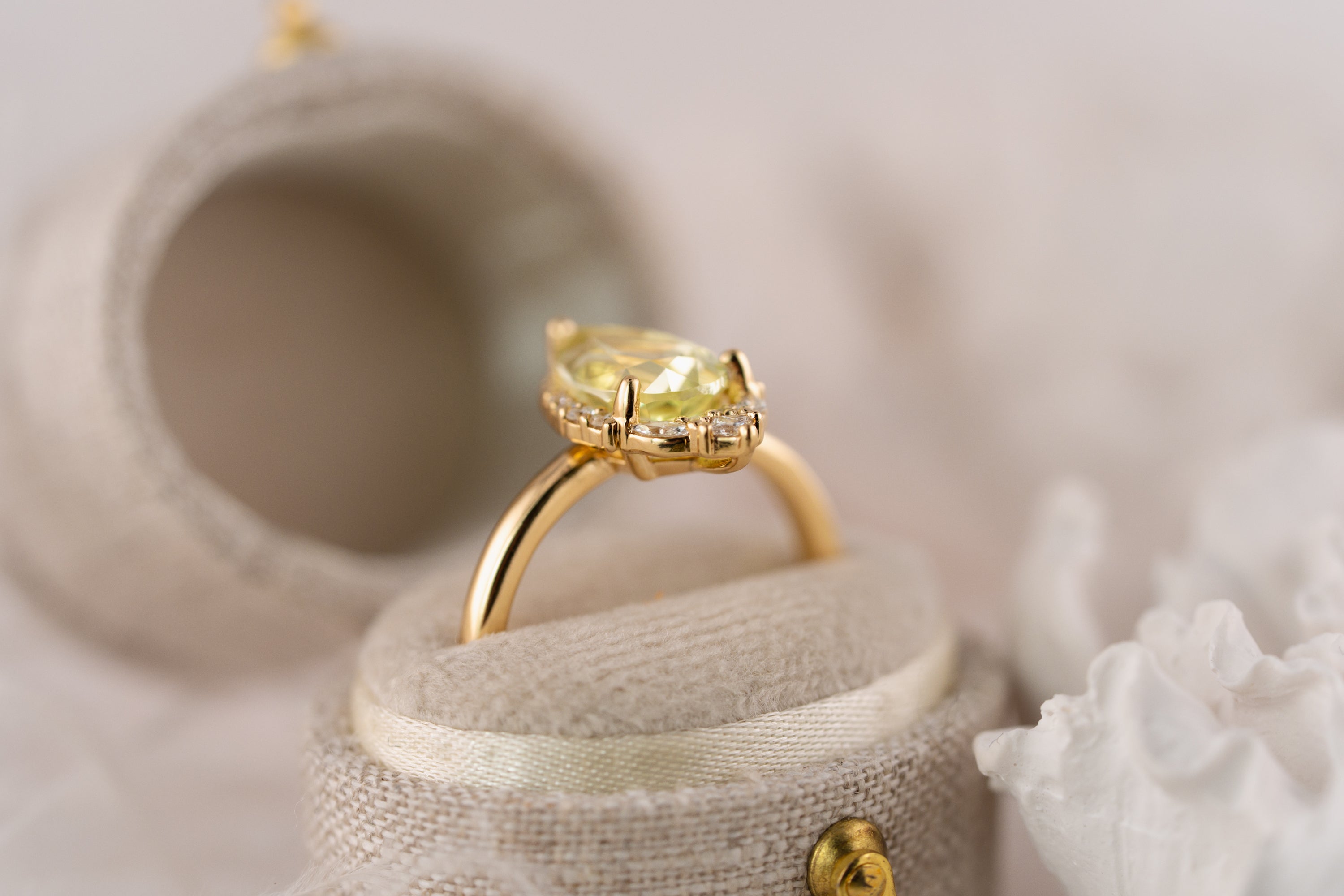The Charlotte Ring | 2.56 CT Pear Yellow Chrysoberyl