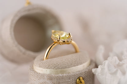 The Charlotte Ring | 2.56 CT Pear Yellow Chrysoberyl
