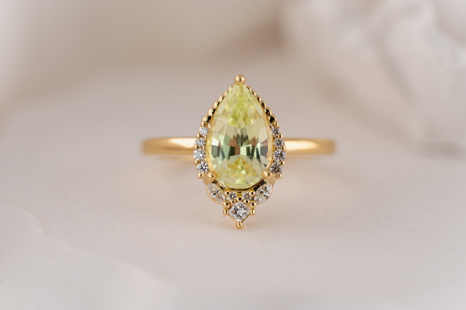 The Charlotte Ring | 2.56 CT Pear Yellow Chrysoberyl