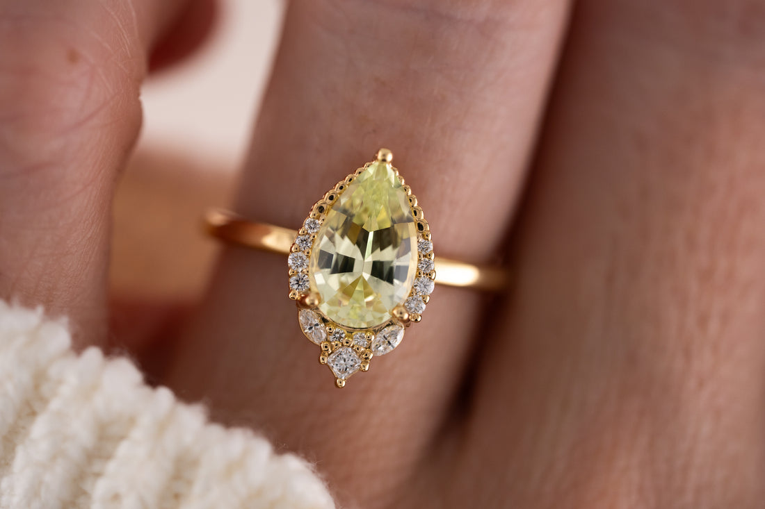 The Charlotte Ring | 2.56 CT Pear Yellow Chrysoberyl