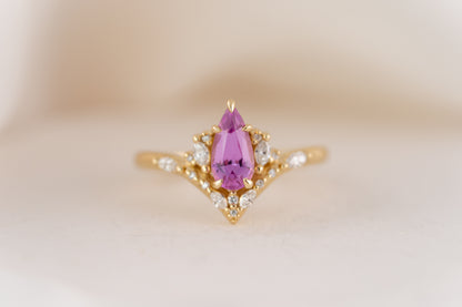 The Aurora Ring | 0.9 CT Pear Pink Sapphire
