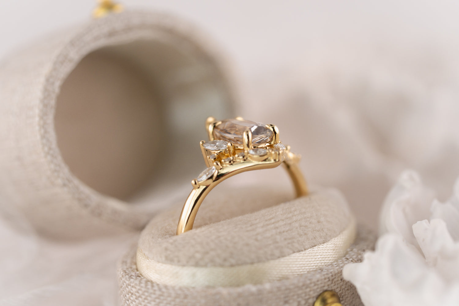The Aurora Ring | 1.48 CT Pear Steel Sapphire