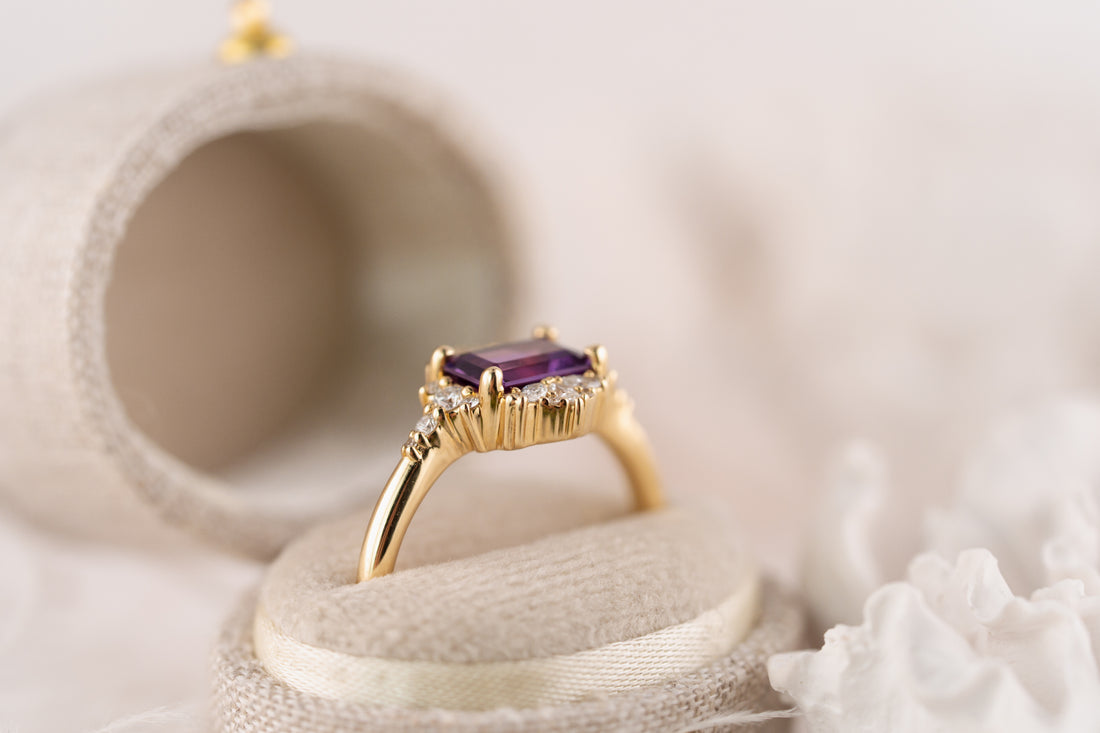 The Comtesse Ring | 1.15 CT Emerald Cut Royal Purple Sapphire