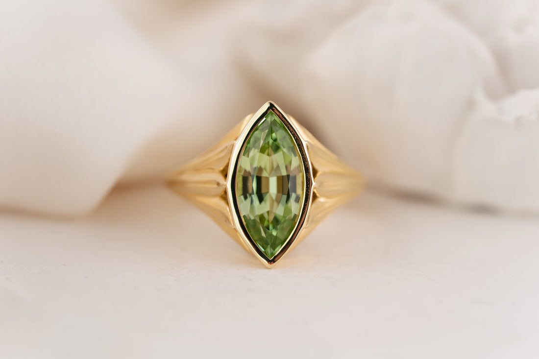 The Nightbloom Ring | 2.71 CT Marquise Mint Green Tourmaline