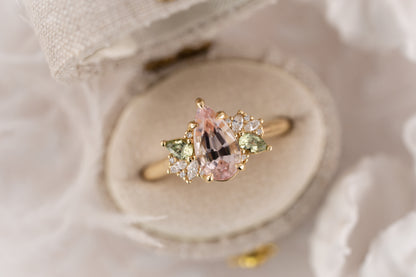 The Fleur Ring | 1.52 CT Pear Morganite