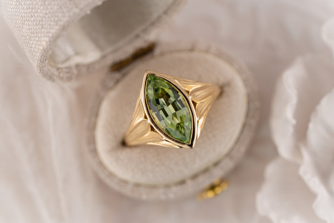 The Nightbloom Ring | 2.71 CT Marquise Mint Green Tourmaline