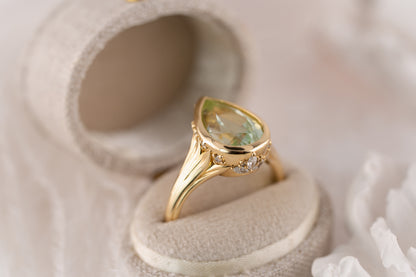 The Nightbloom Ring | 4.08 CT Pear Mint Green Tourmaline