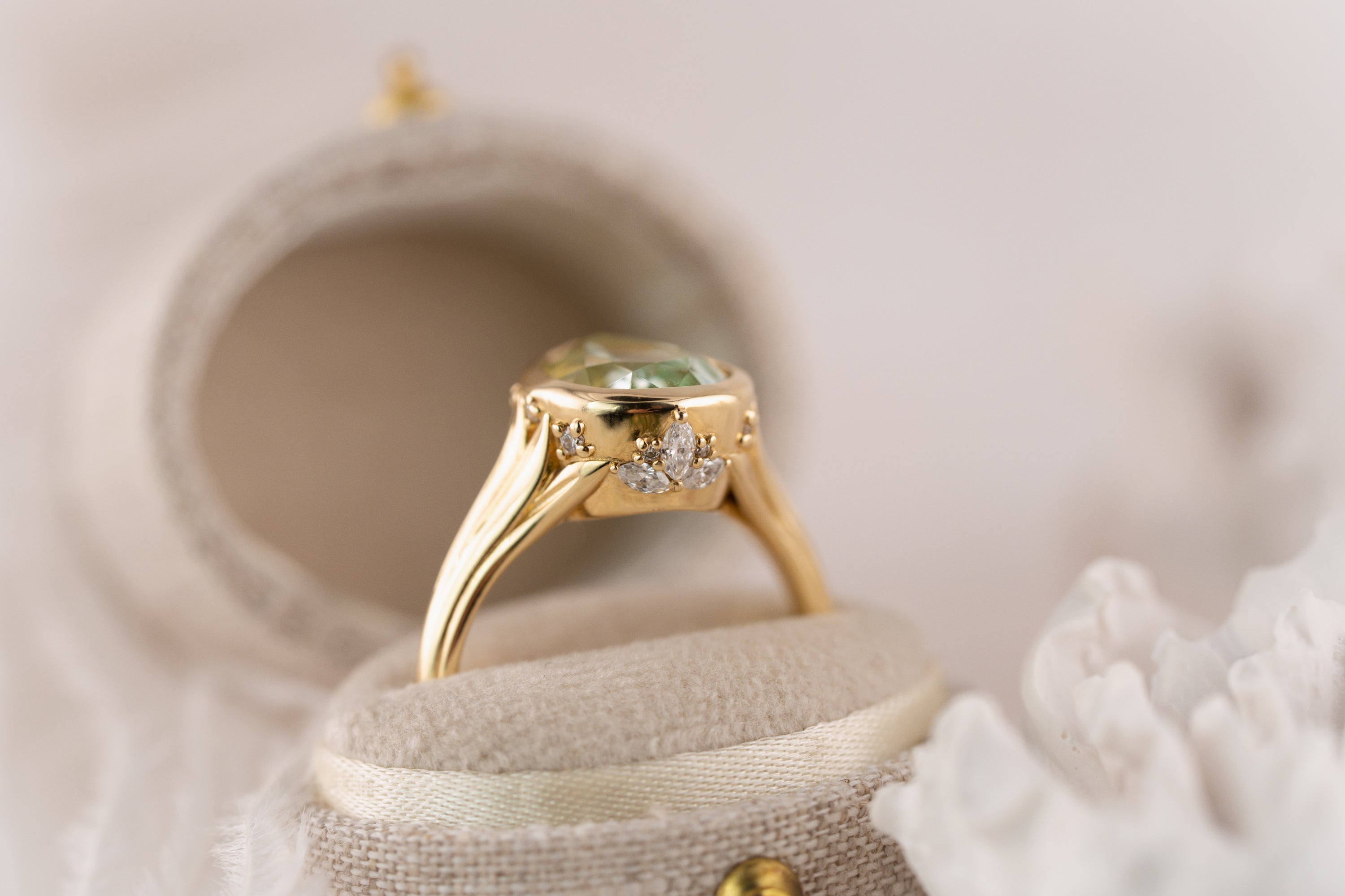 The Nightbloom Ring | 4.08 CT Pear Mint Green Tourmaline