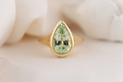 The Nightbloom Ring | 4.08 CT Pear Mint Green Tourmaline