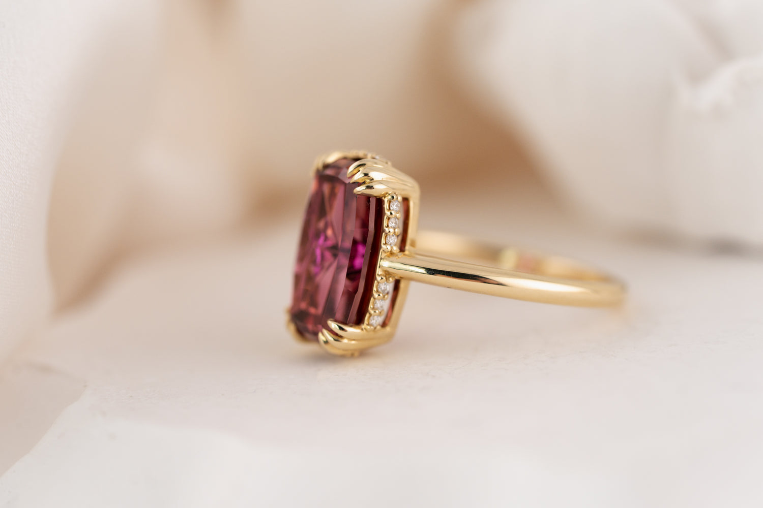 The Thalassa Ring | 5.08 CT Elongated Cushion Starbrite™ Pink Tourmaline