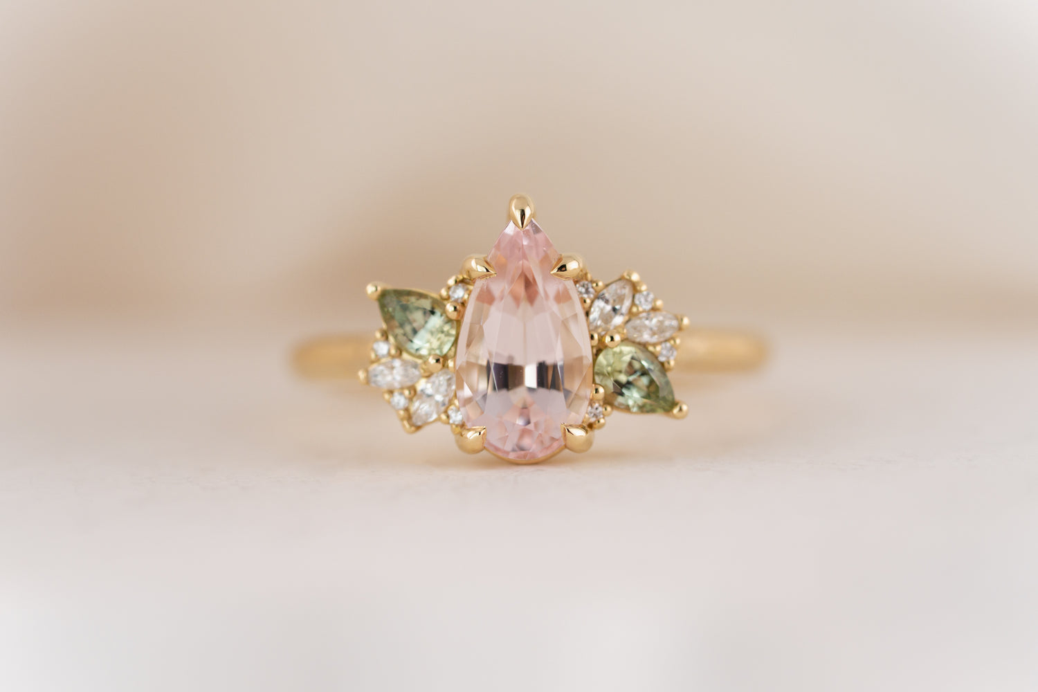 The Fleur Ring | 1.52 CT Pear Morganite