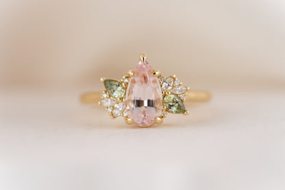 The Fleur Ring | 1.52 CT Pear Morganite