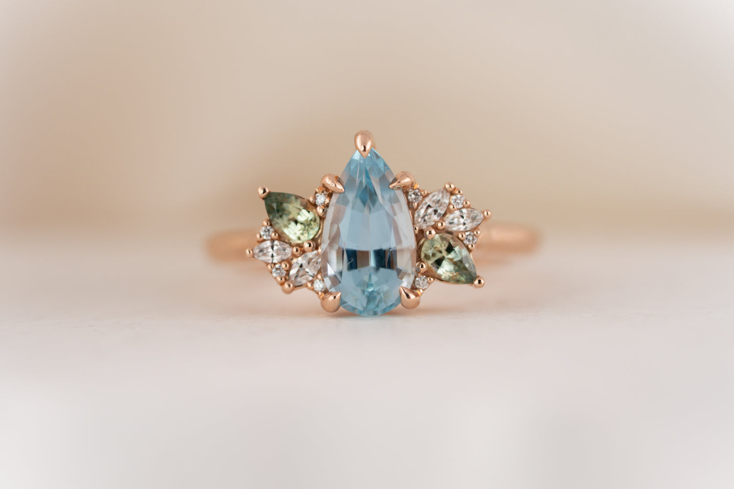 The Fleur Ring | 1.5 CT Pear Aquamarine