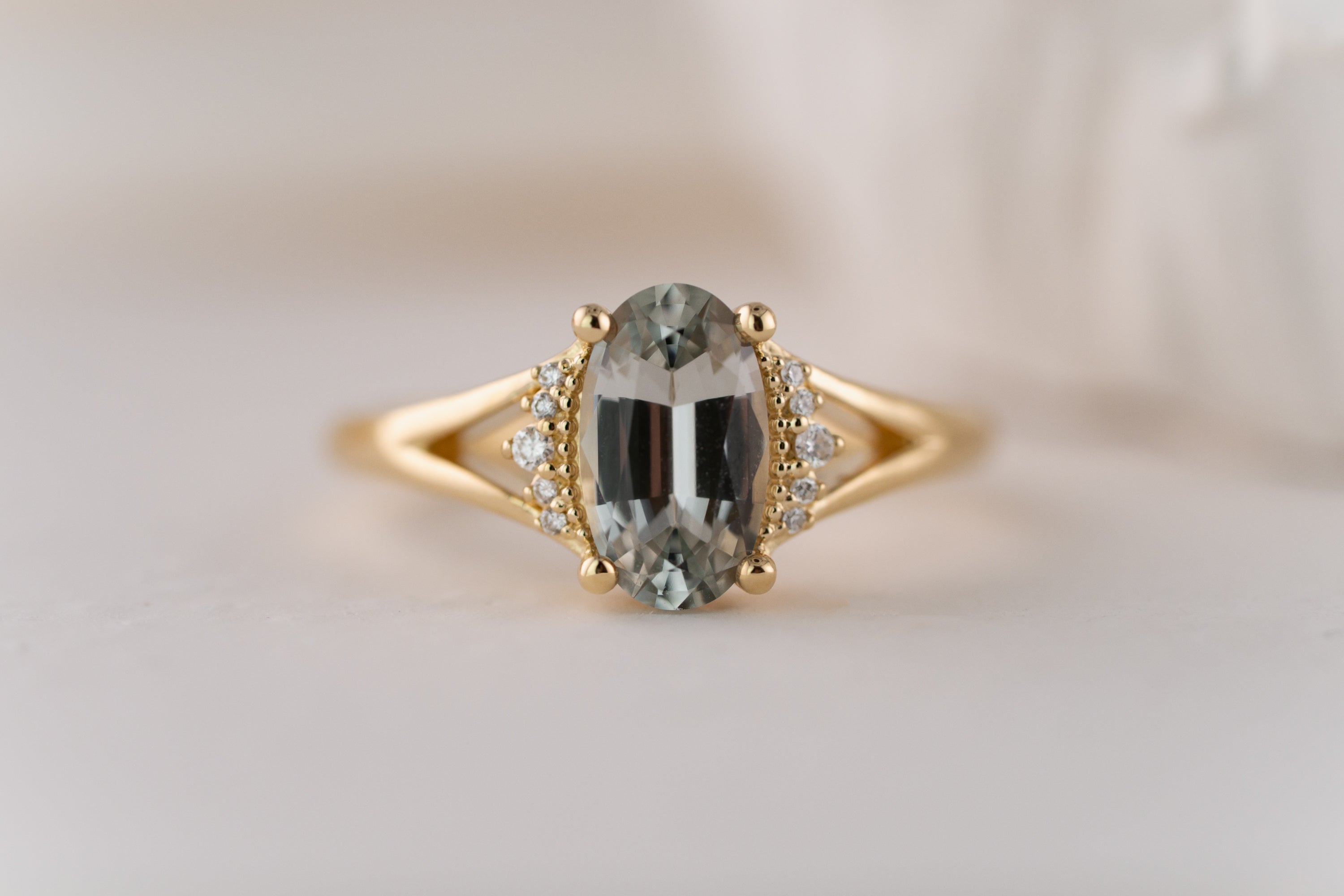 The Serendipity Ring | 1.81 CT Oval Steel Sapphire