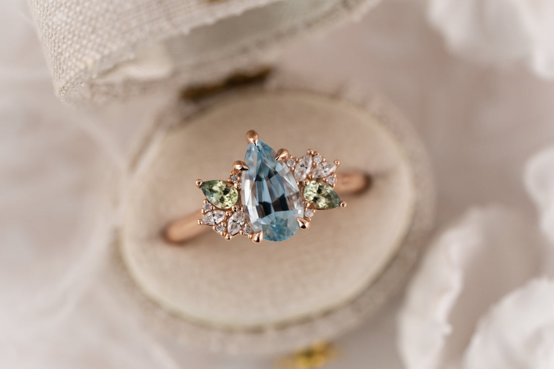 The Fleur Ring | 1.5 CT Pear Aquamarine