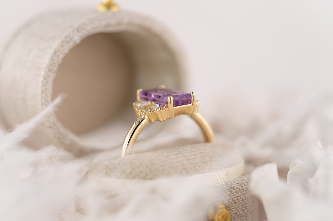 The Reverie Ring | 2.2 CT Rectangular Starbrite™ Purple Sapphire