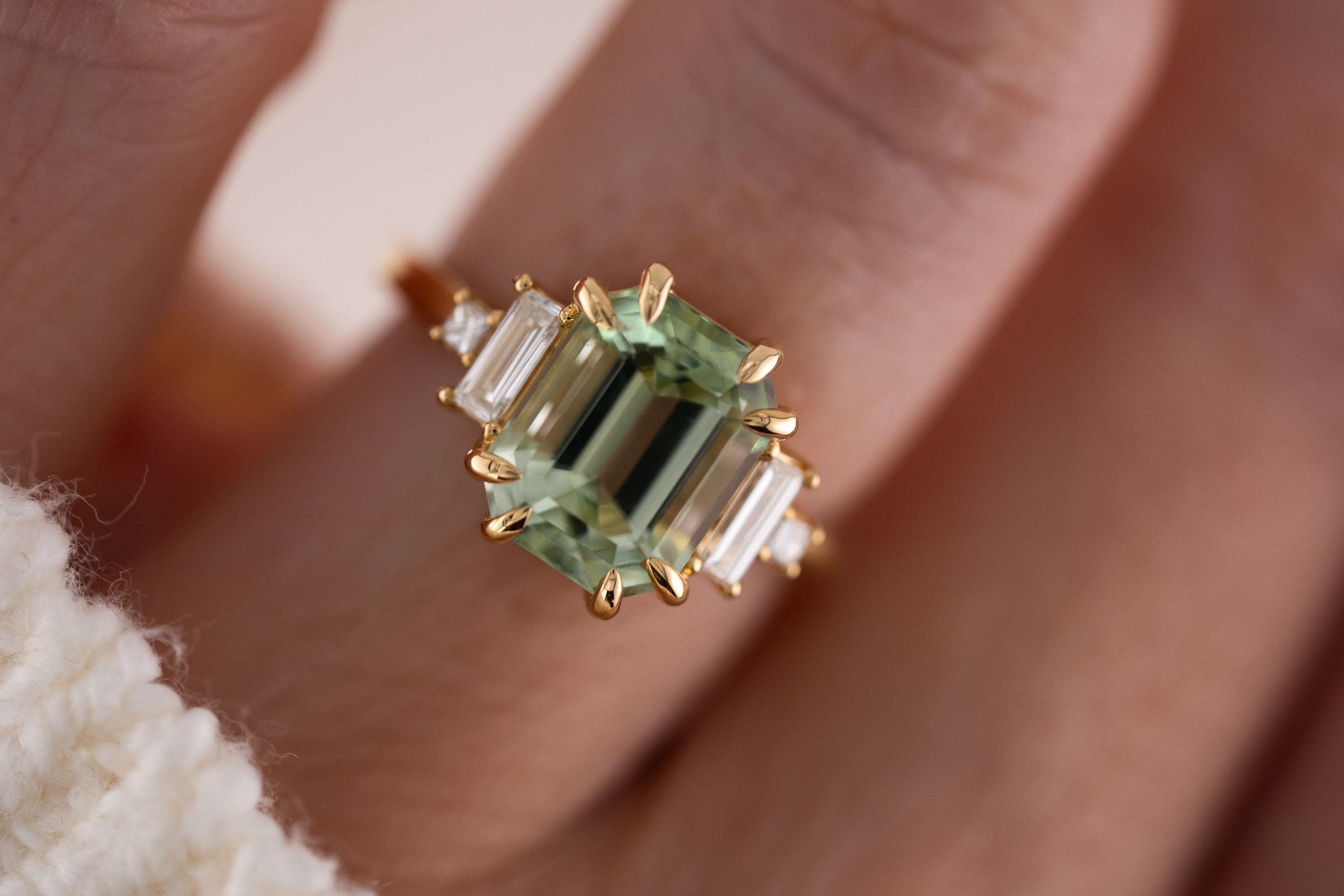 The Mira Ring | 4.21 CT Emerald Cut Mint Green Tourmaline