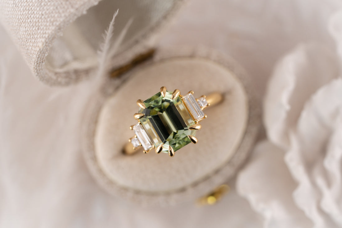 The Mira Ring | 4.21 CT Emerald Cut Mint Green Tourmaline