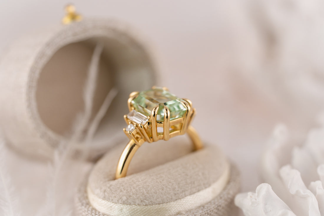 The Mira Ring | 4.21 CT Emerald Cut Mint Green Tourmaline