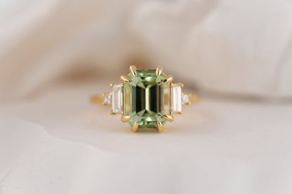 The Mira Ring | 4.21 CT Emerald Cut Mint Green Tourmaline