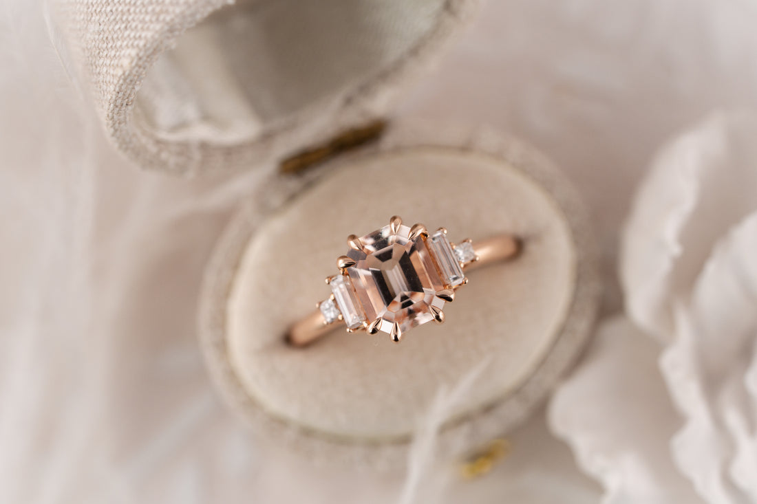 The Mira Ring | 1.48 CT Emerald Cut Morganite