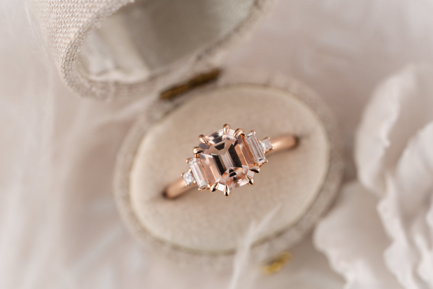 The Mira Ring | 1.48 CT Emerald Cut Morganite